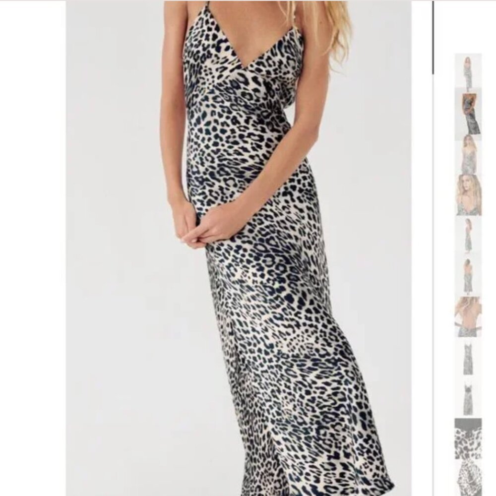 NWT ZARA PRINTED SATIN EFFECT MIDI DRESS BLACK / WHITE